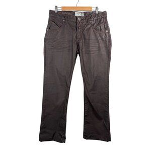Angelino Jeans wax coated embroidered straight leg 90s moto jeans brown sz‎ 32